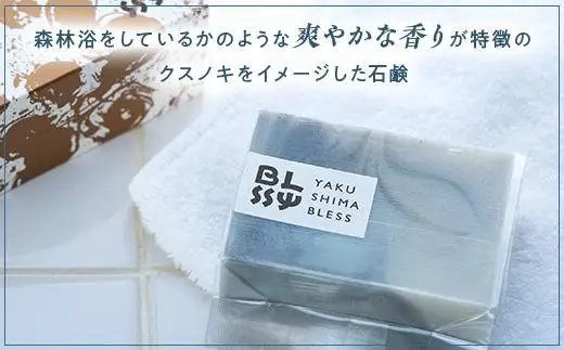 【クスノキと竹炭石鹸】清々しい洗い上がりで男性にもおススメ☆【YAKUSHIMA BLESS】 | 竹炭