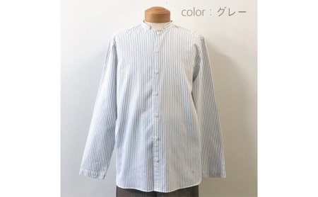 【遠州織物】武襯衣 先染ストライプドビー織シャツ メンズ ノーマリーデザイン グレー ファッション 服 男性  グレーＭ