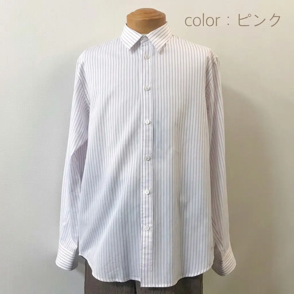 【遠州織物】武襯衣 先染ストライプドビー織シャツ メンズ 長袖 ピンク ファッション 服 男性  ピンクL