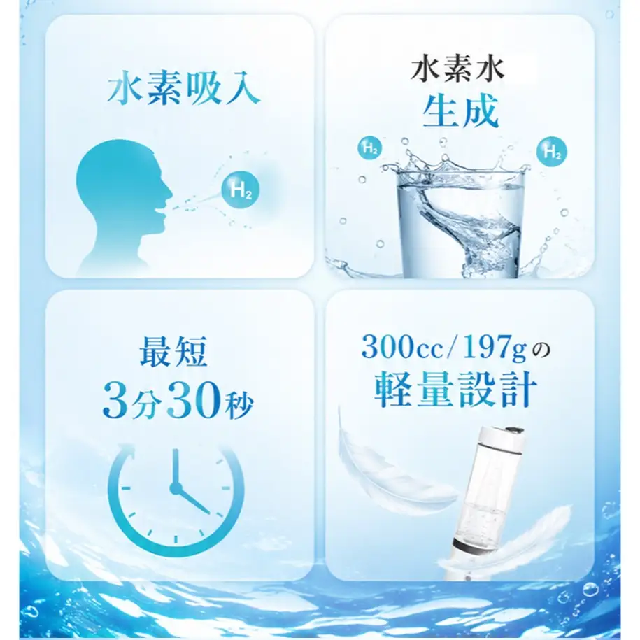 ポンプ内蔵給電式 水素生成器「MyShinTouSui-U」1台｜ボトル型水素生成器 日本製 水素生成器 水素吸入器 水素ガス 水素水 水素吸入 給電式 高濃度 水素水生成 軽量 コンパクト スポーツジム 水素生活 矢板市 