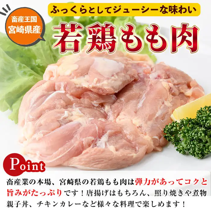 宮崎県産若鶏もも肉(計3.8kg以上・鶏もも一枚肉250～350g×10～12枚) 鳥肉  国産 冷凍  【NK-03】【南九フーズ】