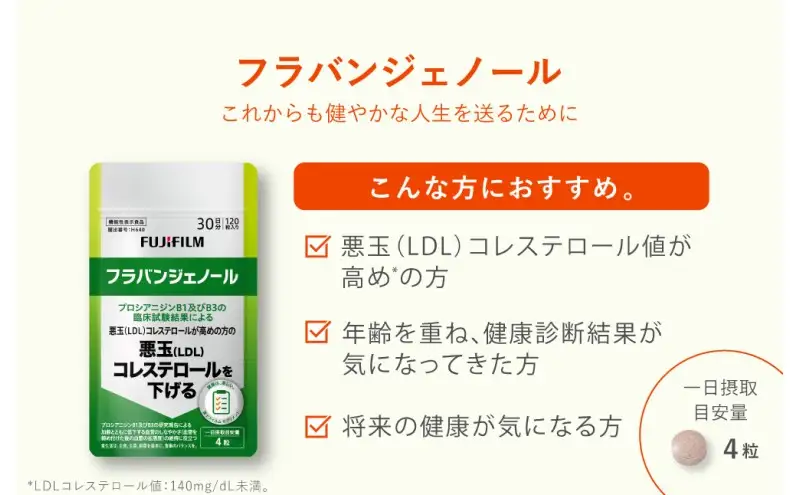 フラバンジェノール 富士フイルム サプリ フラバンジェノール【30日分×4個】【機能性表示食品】