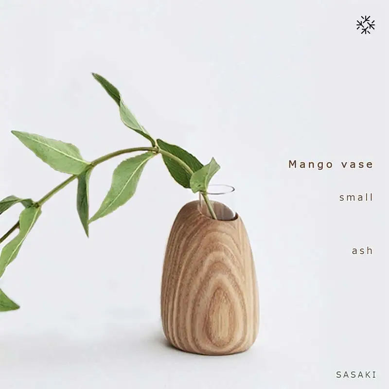 木製一輪挿し Mango vase（マンゴーベース） small ash／SASAKI HOKKAIDO WOOD F6S-463
