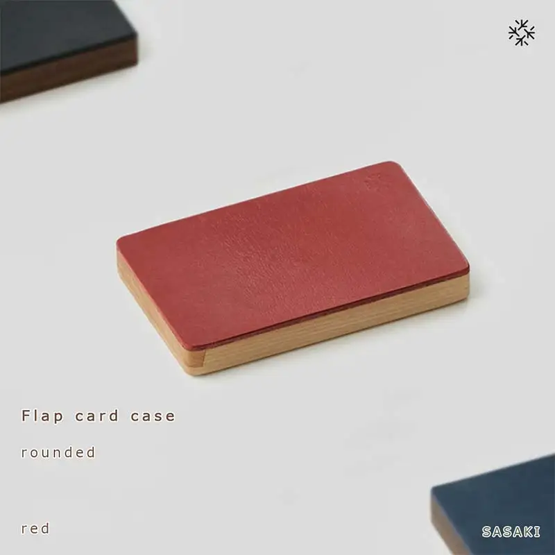 木製名刺入れ Flap card case（フラップカードケース） rounded red／SASAKI HOKKAIDO WOOD F6S-460