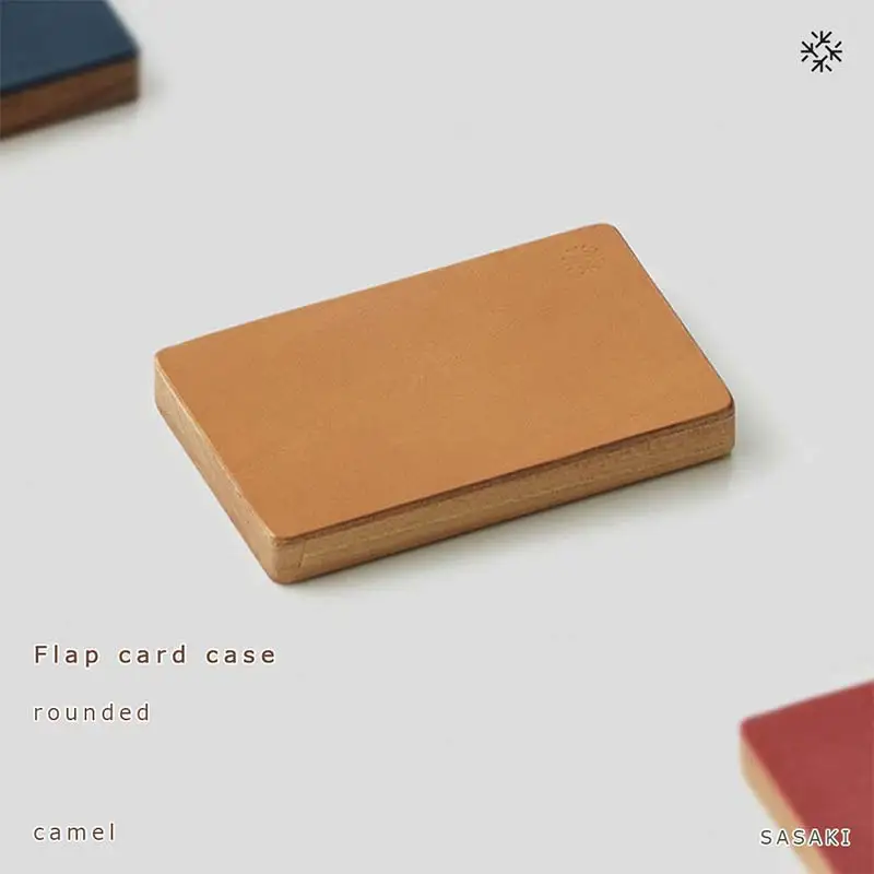 木製名刺入れ Flap card case（フラップカードケース） rounded camel／SASAKI HOKKAIDO WOOD F6S-459