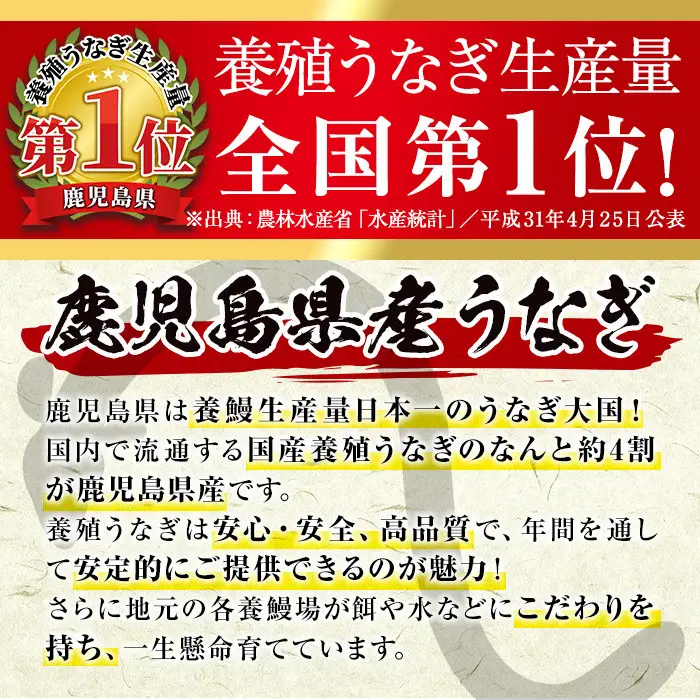 鹿児島県産 うなぎ蒲焼 特大 サイズ 3尾 （約220g×3・計約660g）【薩摩川内鰻】 i1078-B