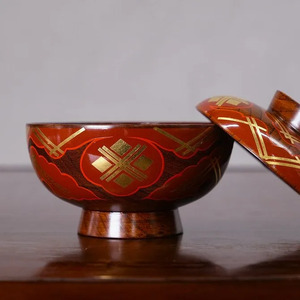 【伝統工芸品】【秀衡塗】煮物椀 秀衡雲紋（朱）けやき 拭き漆【ocy915-key-sh-1】