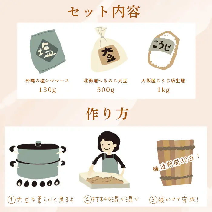 手作り味噌セット 京白味噌 仕上がり約2kg + 京白味噌 400g ： 味噌 白味噌 仕込み味噌