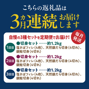 塩さばフィレ・銀鮭・銀だらのセット全3回定期便_G60-T85