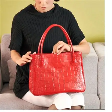 【濱野皮革工藝のトートバッグ】クロコ　デュプレトート(レッド)_装飾品・工芸品 トートバッグ・ショルダーバッグ 鞄・バッグ かばん カバン_【1103210】