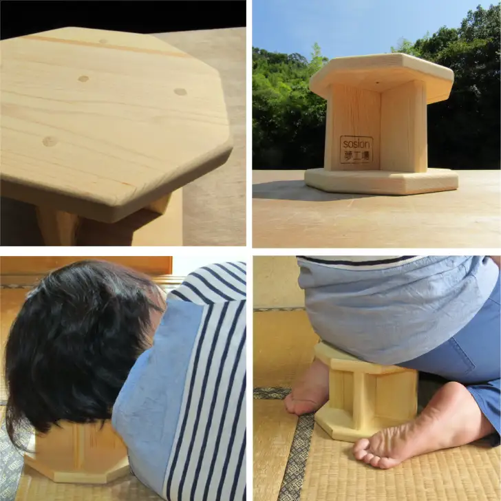 手作り吉野の桧製 正座用補助椅子 高さ15cm
