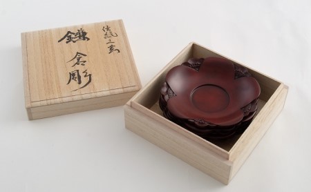 逗子茜工房　鎌倉彫　茶托　梅花（うめ）