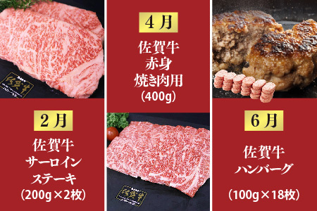 【偶数月発送 全6回定期便】ALL佐賀牛定期便(H118112)