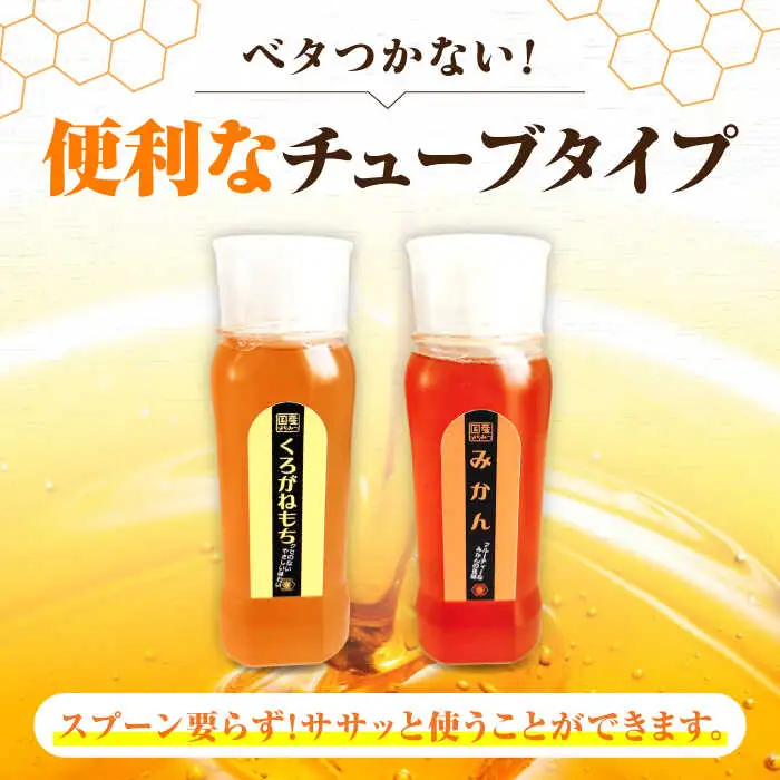 はちみつ チューブ2本セット（みかん・くろがねもち）各250g [APBO013] はちみつ