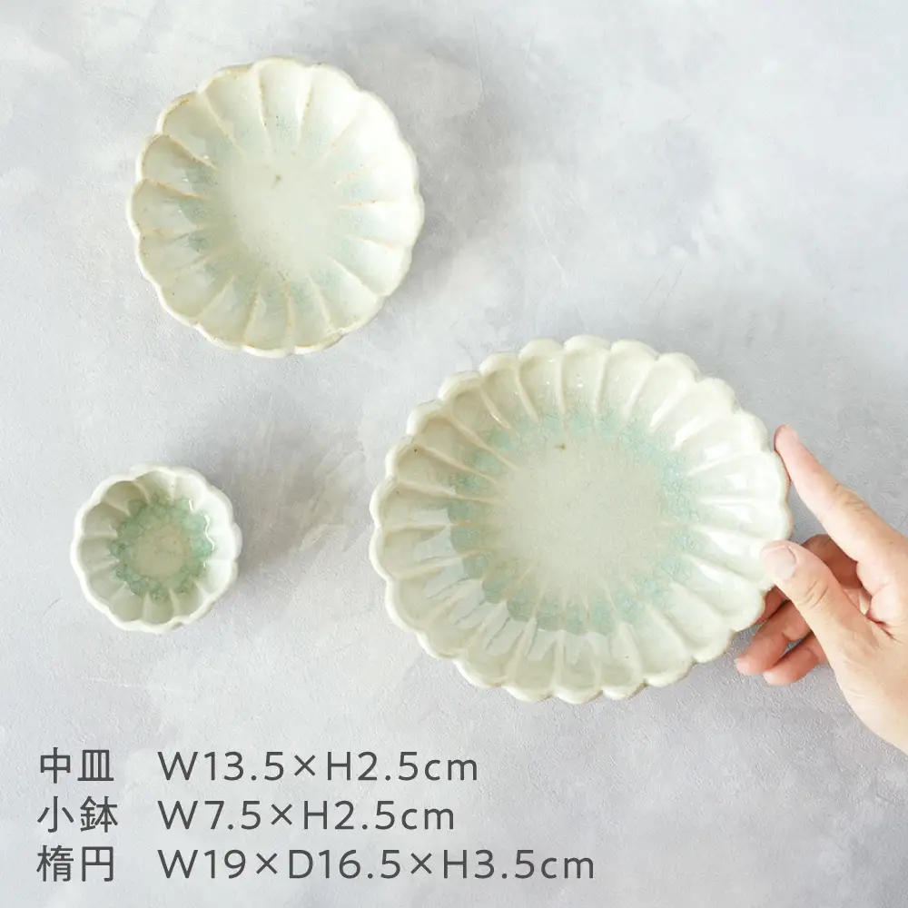 【瀬戸焼】 御深井菊皿 3枚セット / 瀬戸市 / 【喜多窯　霞仙】 / 食器 皿 電子レンジ 食洗器対応[BBBL006]