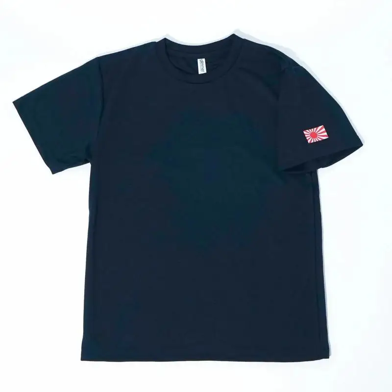 Tシャツ【左腕 軍艦旗】自衛隊グッズ ワンポイント 旭日旗　ネイビー　Mサイズ ku091-079-m-r