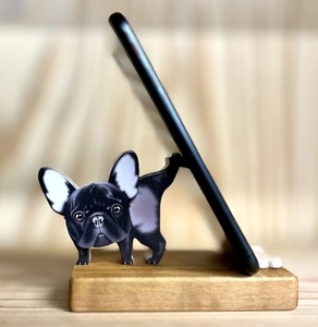 【ふるさと納税】【フレンチブルドッグ】＜犬のスマホスタンド ＞木工品 木工房ゆうむ インテリア グッズ 置物 木製のスマートフォン スタンド オブジェ 雑貨 グッズ 携帯置き 君は放物線を見たか？ トイプードル ポメラニアン 柴犬 フレンチブルドッグ アニマル 動物 わんこ