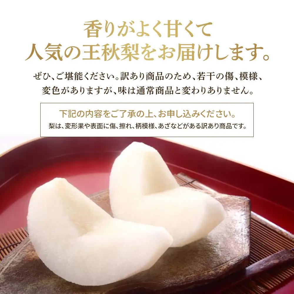 【ふるなびWEEK対象】梨 王秋梨 4kg 4～13玉 前後 先行予約 訳あり ※2026年10月下旬～12月上旬頃に順次発送予定