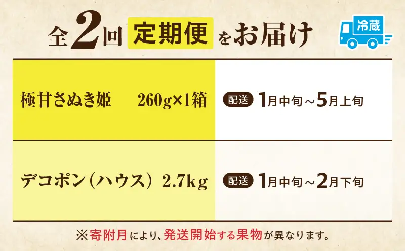 季節の恵み2回定期便B | フルーツ 果物 定期便 果物定期便 フルーツ定期便 定期 旬 旬の果物 デザート スイーツ イチゴ デコポン 柑橘 柑橘系 贈り物 贈答 ギフト グルメ 人気 おすすめ ご褒美 お取り寄せ 旬の定期便 厳選 香川県 三木町 |_mk165-t002