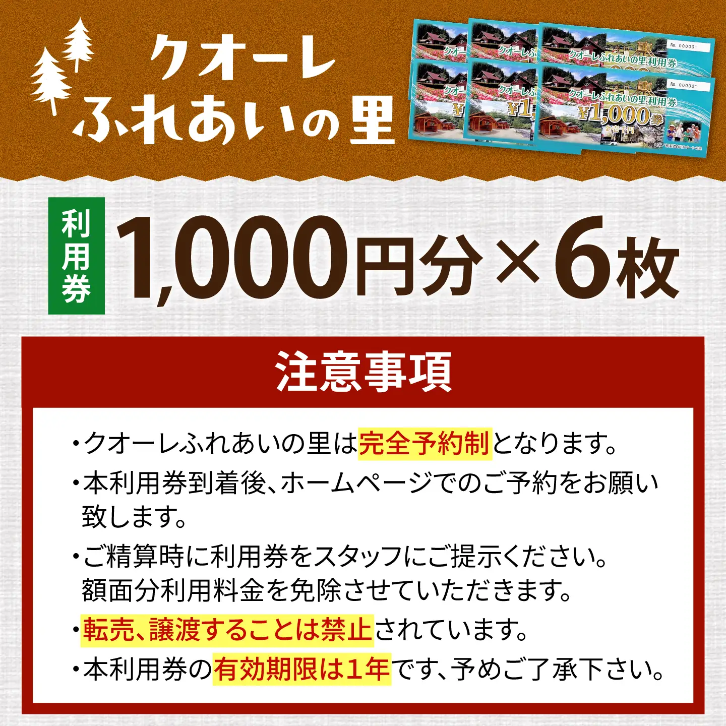 クオーレふれあいの里 利用券（6，000円分）白川町 / 美濃白川クオーレの里[AWAP002]