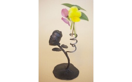 鉄工芸品 ふくろう君のいちりんざし 手作り 鉄製 白川町 / 鉄の造形工房のぶアート＆クラフト[AWAU003]
