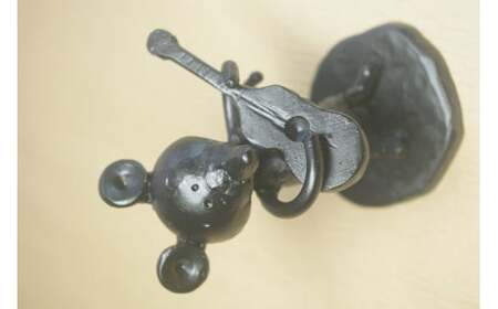 鉄工芸品 野ねずみチュー太のギター弾き 手作り 鉄製 白川町 / 鉄の造形工房のぶアート＆クラフト[AWAU014]