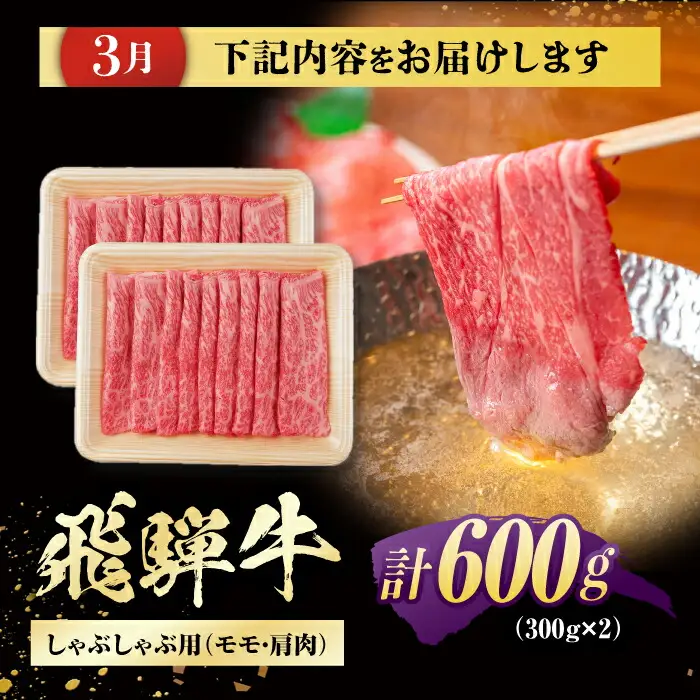 【4回定期便】 飛騨牛 モモ・肩肉 リブロースステーキ 計2.3kg / / 浅井商店[AWBJ010]