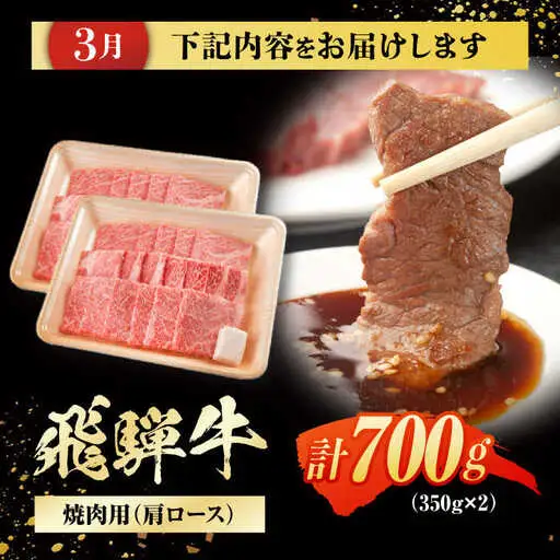 【4回定期便】 特選 飛騨牛 肩ロース リブロースステーキ 計2.6kg / / 浅井商店[AWBJ011]