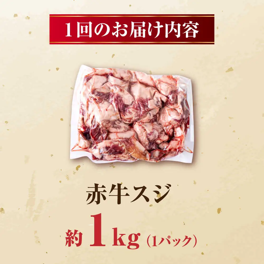 【全6回定期便】 赤牛 スジ 計6kg 1回あたり1kg / 牛スジ 和牛 熊本県産 冷凍[AYBV006]