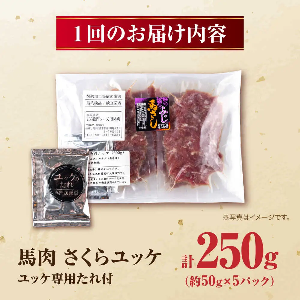 【全12回定期便】馬肉 さくらユッケ 50g×5パック 計250g 馬肉 桜ユッケ 赤身 [AYBV018]