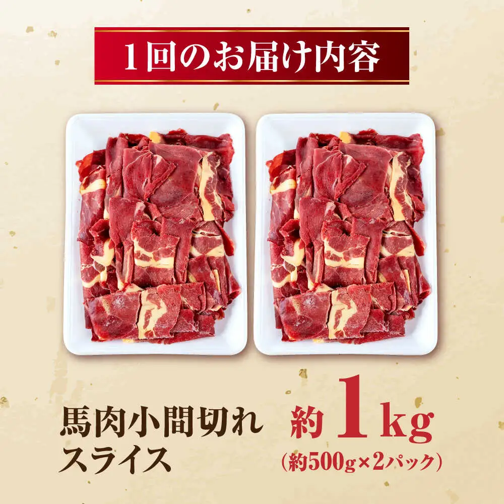 【全6回定期便】 馬肉 小間スライス 計6kg 1回あたり1kg（500g×2パック） / 馬肉 小間切れ しぐれ煮 味噌煮 野菜炒め 冷凍[AYBV035]