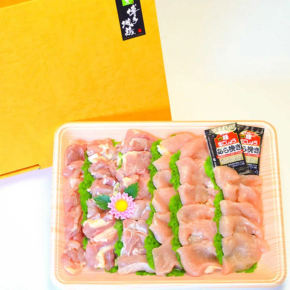 【化粧箱入】はかた地どり モモ・ムネ肉 合計500g (塩胡椒付)[BGAC009]地鶏 じどり