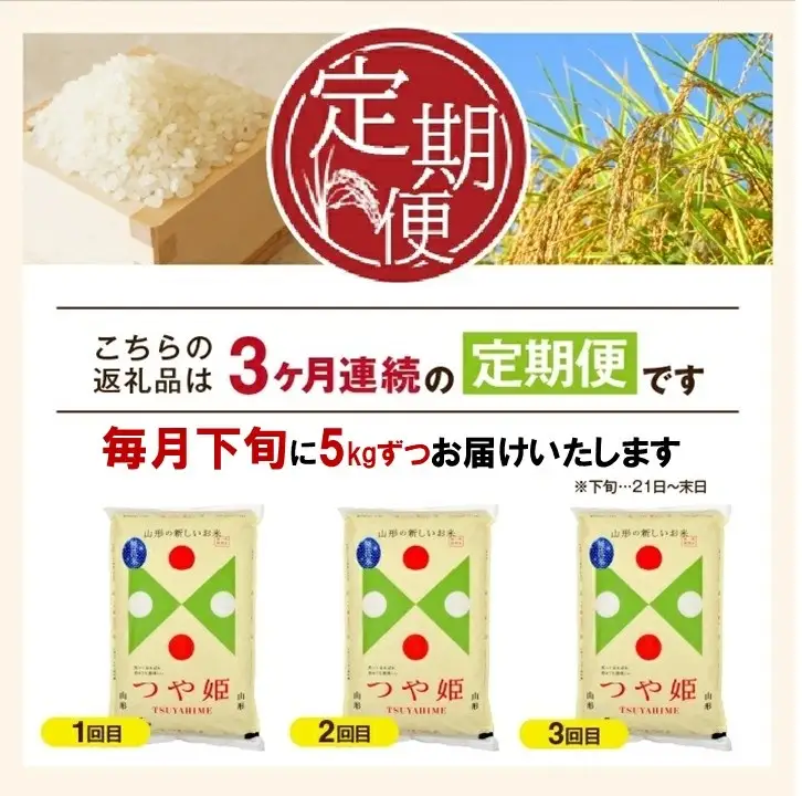 SD0346　12月下旬発送開始／【3回定期便】令和8年産 無洗米 特別栽培米 つや姫　5kg×3回(計15㎏)「農家直送」 KA