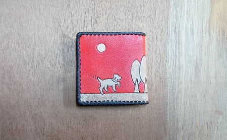 ☆世界にたった一つ☆　わんこの二つ折り財布　☆オレンジ☆ 財布 お財布 二つ折り