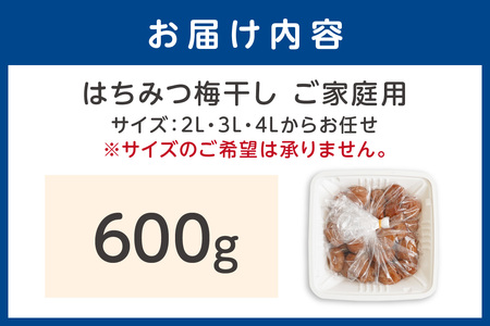 【ご家庭用】はちみつ梅干し 600g（紀州南高梅）和歌山県産【1188-1】