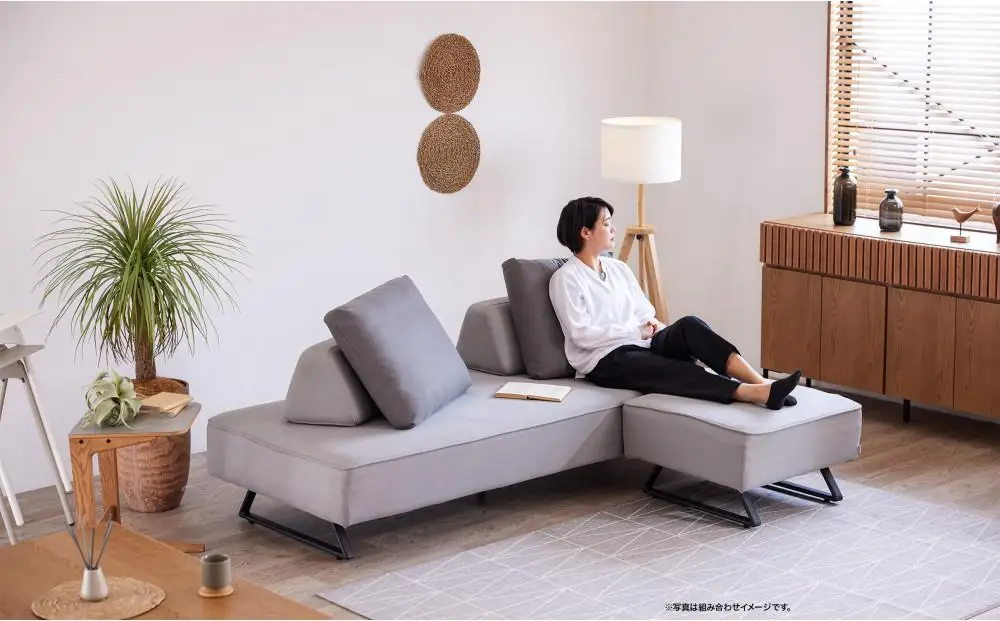 【本体取替カバー(同色)セット】 リバティ2 スツール 65cm ライトグレー【モーブル】【大川家具】