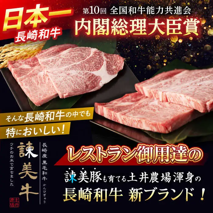 【特Aのブランド米で育てた】諫美牛 肩ロースステーキ 400g(200g×2) / 牛肉 ぎゅうにく 和牛 肉 焼肉 国産 ロース ろーす ステーキ すてーき / 諫早市 / 株式会社土井農場 [AHAD099]