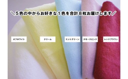 泉州タオル 無蛍光 抗菌 カラータオル 選べる1色 8枚入り 240匁 ( スモーキーピンク )