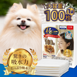 ペットシーツ 【極】シリーズ 薄型ワイド 100枚 ペット用 犬用 猫用 トイレシーツ 日用品 ペット用品 大容量 防災 備蓄 消耗品 ドッグ キャット わんちゃん ねこちゃん 静岡県 富士市 [sf077-124]