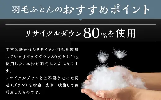 訳あり 節電対策 羽毛ふとん 羽毛布団 本掛け リサイクルダウン 充填量1.1kg ダウン80% 再生ダウン使用 シングル 色柄おまかせ