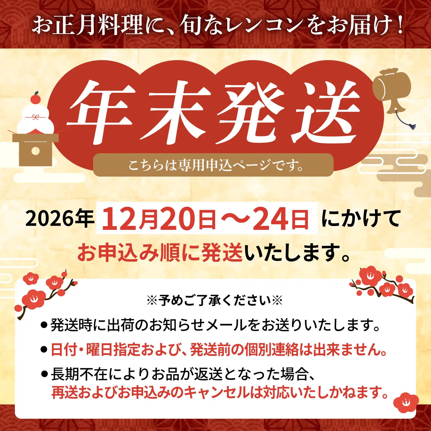 【年末発送】れんこん 約3kg れんこん IBD019