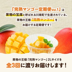 【3ヶ月定期便】完熟マンゴー定期便Vol.1 【 川南町産 くだもの マンゴー  】