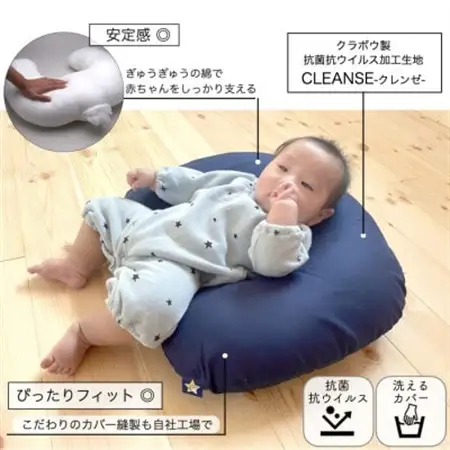 愛(綿)がいっぱい へたりにくい授乳クッション　本体+交換用中材1点付　ネイビー【1131735】