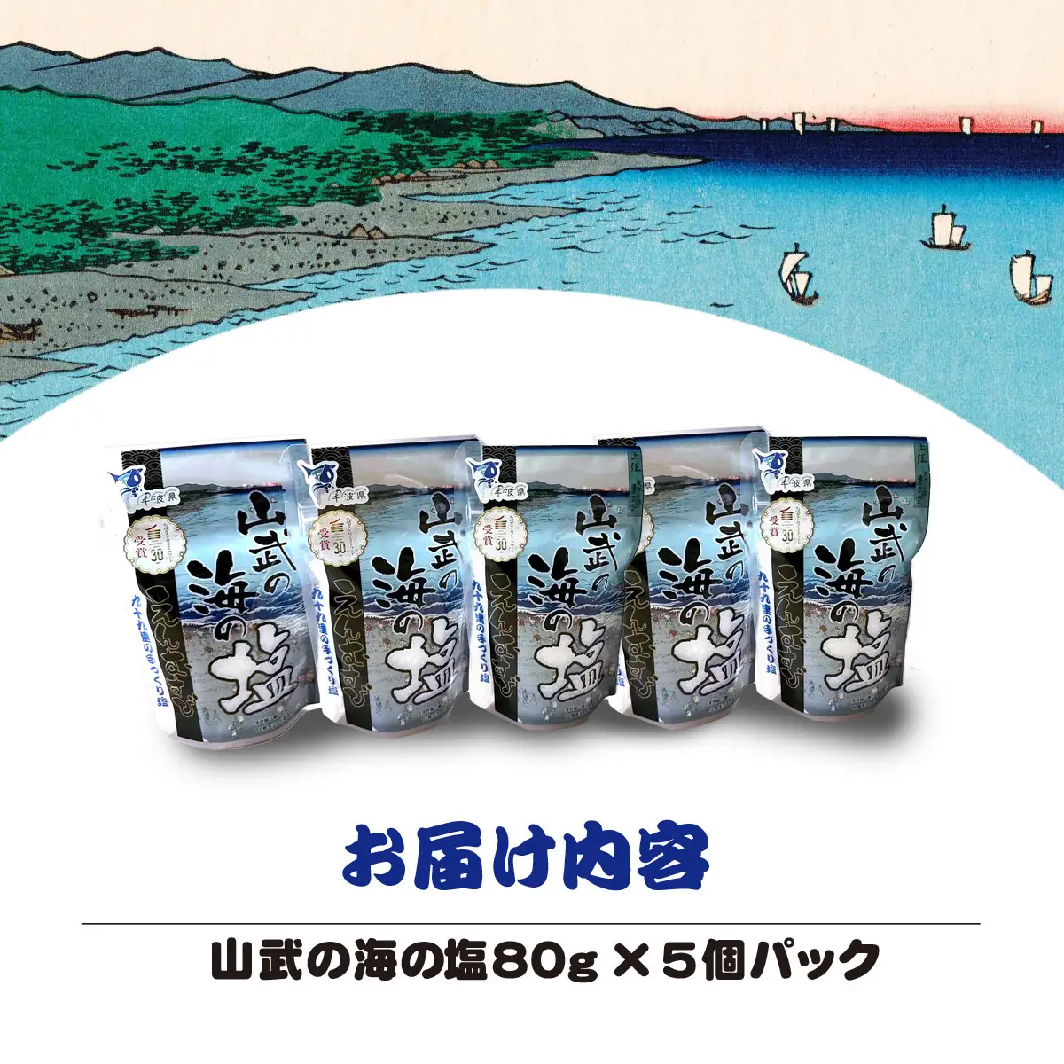 山武の海の塩８０ｇ×５個パック SMCI002 /しお シオ 塩 お塩 食塩 海塩 塩むすび つけ塩 千葉県 山武市 SDGs 手づくり塩