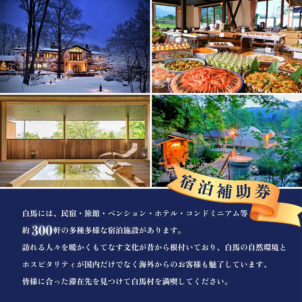 長野県白馬村 宿泊補助券90,000円分(10,000円分×9枚) 