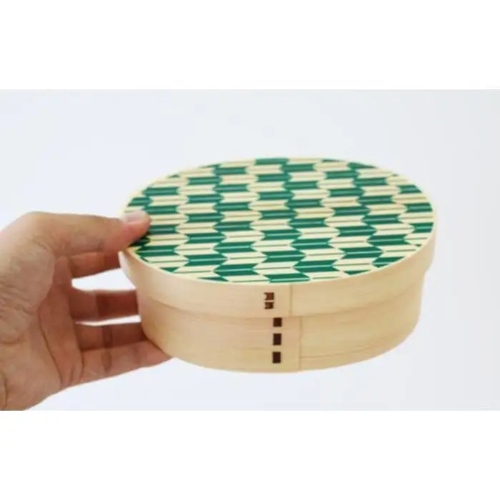 紀州漆器 KISHU 曲げわっぱ 弁当箱 矢羽柄 グリーン 緑  伝統工芸［YS120］