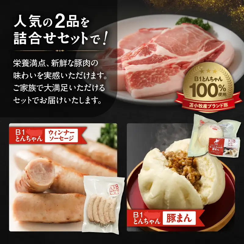 【10営業日以内に発送】 B1 とんちゃん の 豚まん 9個 、 ウィンナー ソーセージ 4袋 セット T010-002-03 惣菜 総菜 加工食品 スピード配送 最短 すぐ届く お急ぎ