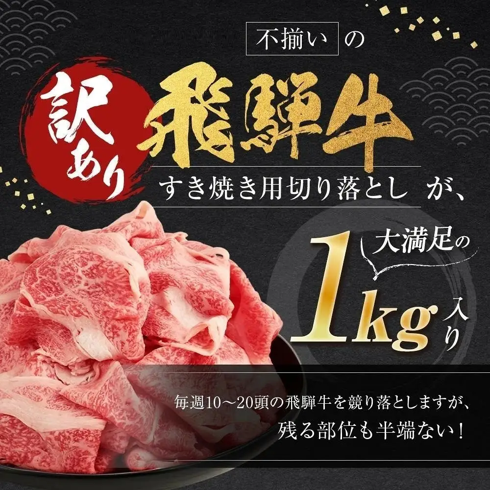 訳あり 飛騨牛すき焼き用切り落とし1kg すき焼き BV026
