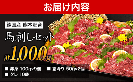 馬刺し1kg セット 赤身馬刺し900g＋霜降り100g