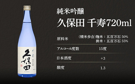 36-99A【3ヶ月連続お届け】久保田 千寿 純米吟醸 720ml